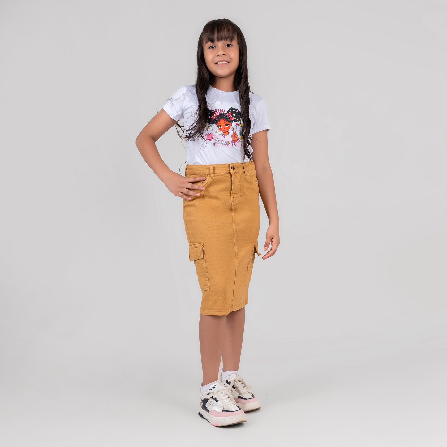 FALDA MOSTAZA PARA NIÑAS DENIM COLOR REF 505