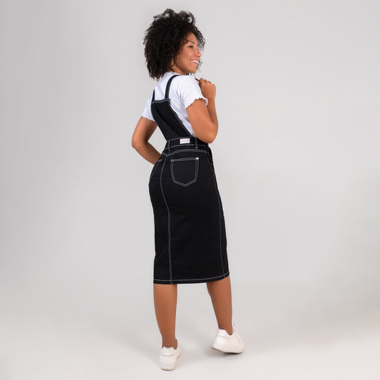 OVEROL FALDA EN DENIM NEGRO PARA DAMA REF 356