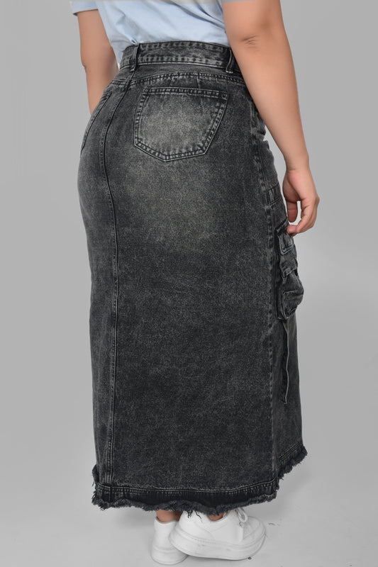 FALDA DAMA COLOR MIDI REF 569 NEGRO