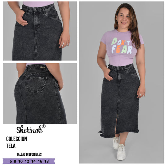 FALDA DAMA COLOR MIDI REF 562 NEGRO