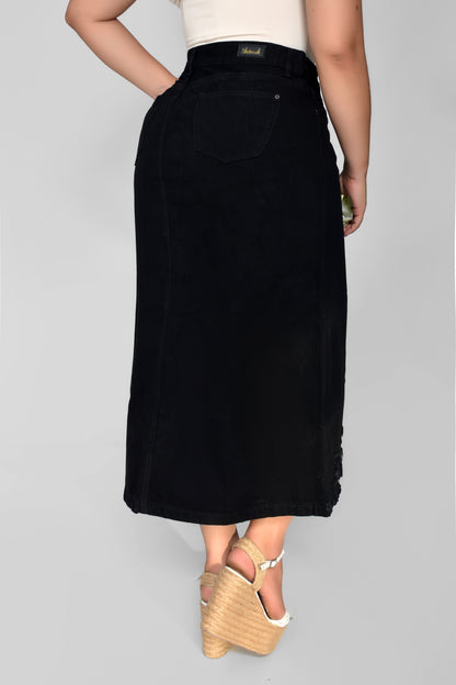 FALDA DAMA COLOR MIDI REF 566 NEGRO