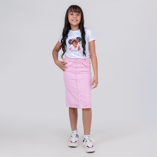 FALDA ROSADA PARA NIÑAS DENIM COLOR REF 511