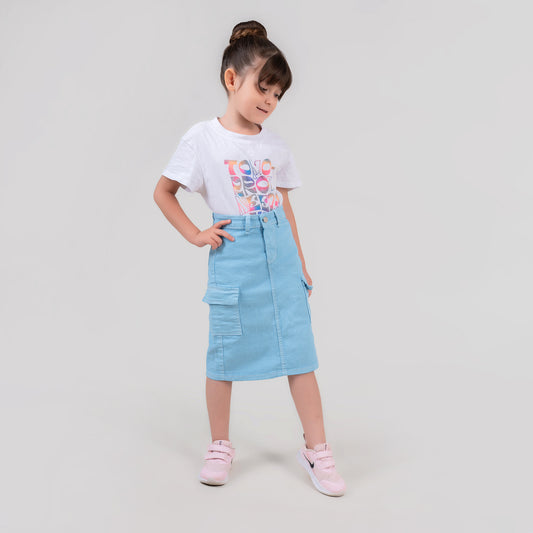 FALDA AZUL CLARO PARA NIÑAS DENIM COLOR REF 504