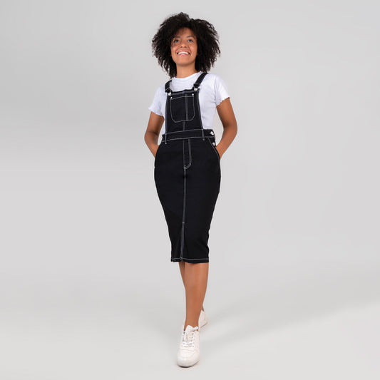 OVEROL FALDA EN DENIM NEGRO PARA DAMA REF 356